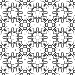  Monochrome ornamental texture with smooth linear shapes, zigzag lines, lace pattern. Abstract geometric black and white pattern for web page, textures, card, poster, fabric, textile.