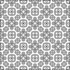  Monochrome ornamental texture with smooth linear shapes, zigzag lines, lace pattern. Abstract geometric black and white pattern for web page, textures, card, poster, fabric, textile.