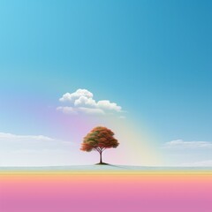 Rainbow minimalist landscape.