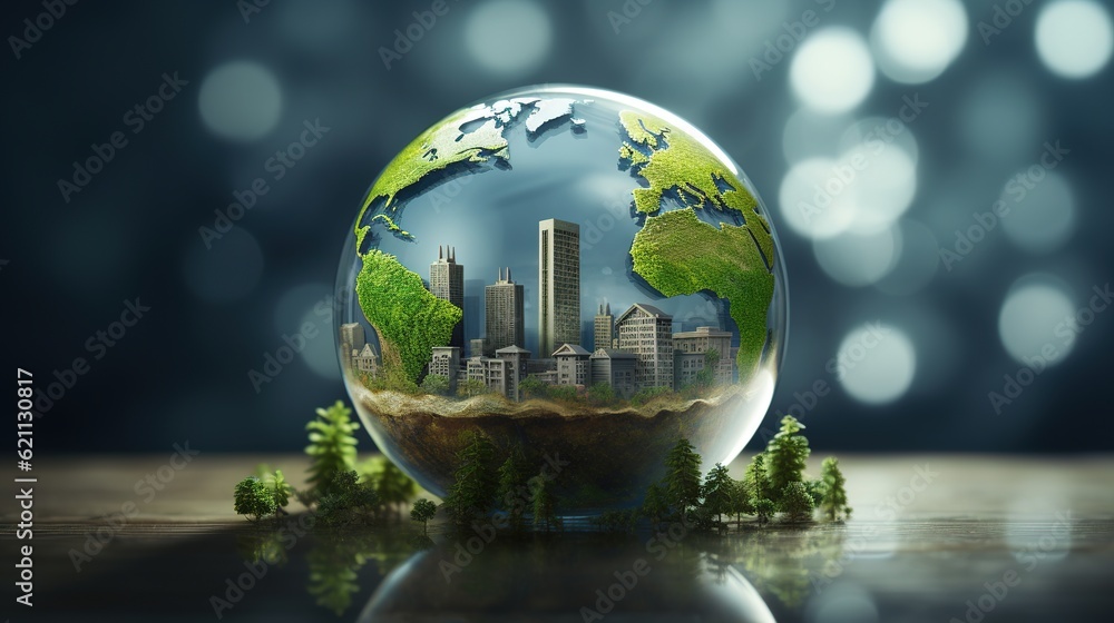 Poster concept of saving the world and doing business in an environmentally friendly manner, the idea of re