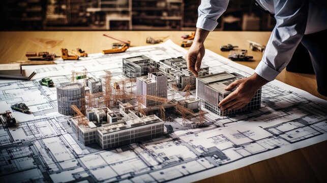 Engineer Architect Construction Site Planning Concept, generative ai