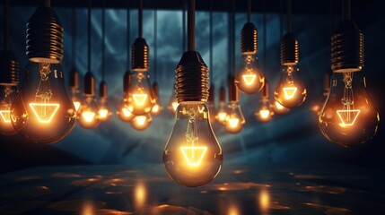 light bulbs concept creative idea with innovative technology and creativity, Concept of idea and innovation with generative ai