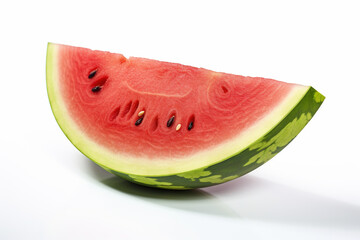 Slice of ripe watermelon, a sweet and refreshing summertime fruit, isolated on a white background