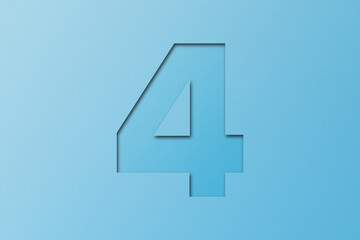 Fototapeta premium light blue paper alphabet paper number 4
