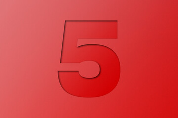 red paper type paper font number 5
