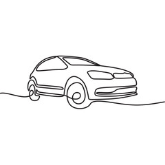 continous line art car automotive black line draw conceptual