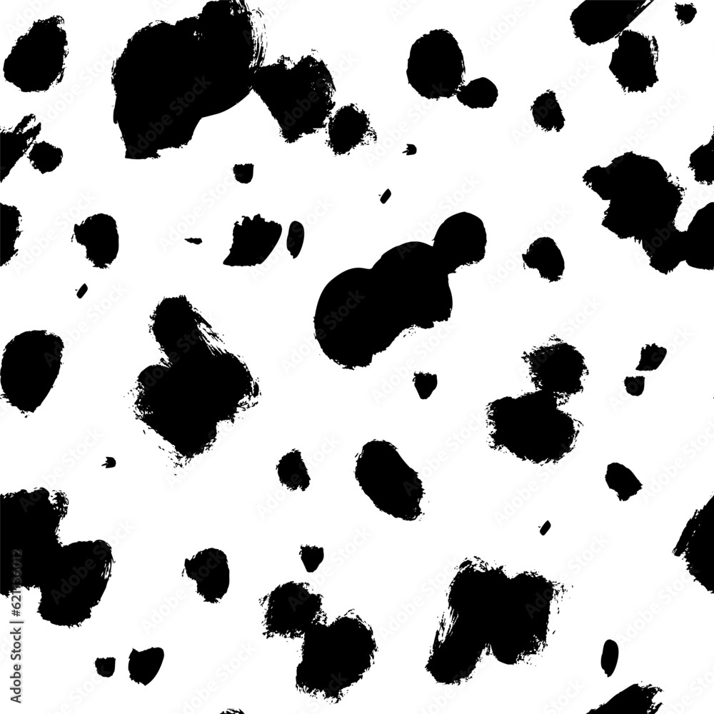 Poster abstract wild animal skin seamless pattern. hand drawn vector black spots, blots and splotches. dalm