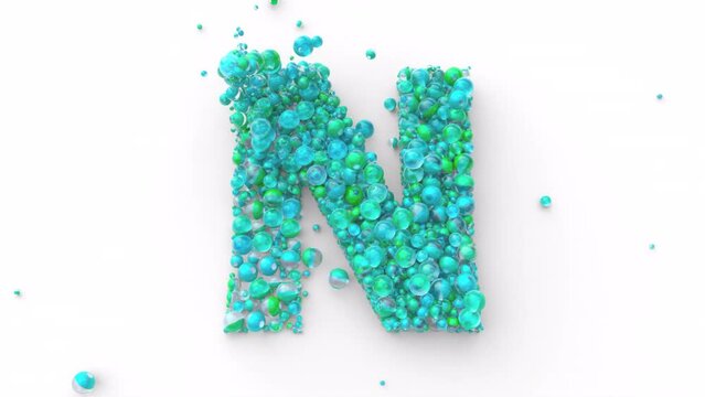 Latin Alphabet - Colorful Balls Form a Letter in 4k Video Made for Learning Alphabet, Characters and Letter Forms in a Fun Way