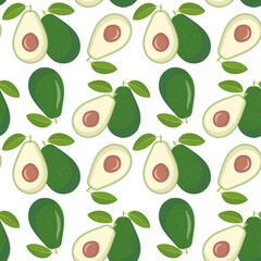 Seamless pattern, background from avocado fruits. Healthy food, natural products