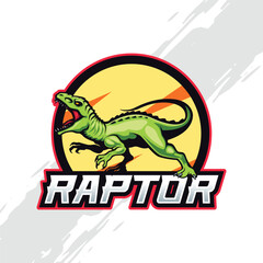 Velociraptor Dinosaur Logo Mascot Digital Illustration