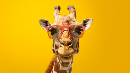 Generative AI, Giraffe in Shades: A Sunny Safari Stylista - obrazy, fototapety, plakaty