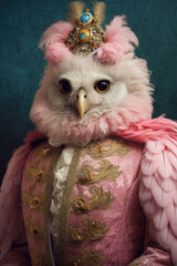 Obraz premium Anthropomorphic owl prince in retro clothes