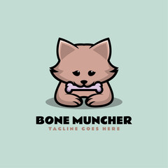Vector Logo Illustration Bone Muncher Mascot Cartoon Style.