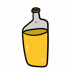 cartoon doodle beer bottle on white background