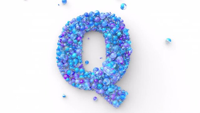 Latin Alphabet - Colorfull Balls Form a Letter in 4k Video Made for Learning Alphabet, Characters and Letter Forms in a Fun Way