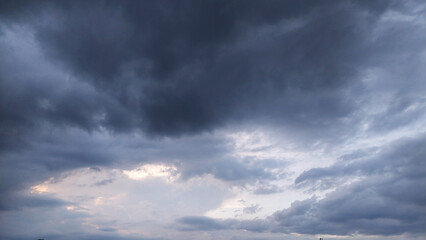 The evening sky was overcast with dark clouds.