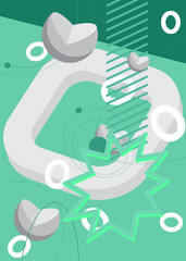 Turquoise and White deluxe geometric shapes background illustration design. Vector luxury with abstract color backdrop.