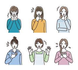 焦った表情　カジュアルな服装の女性　セット