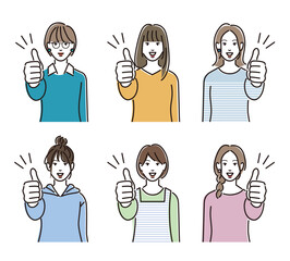 グッドサイン　若い女性　バリエーション