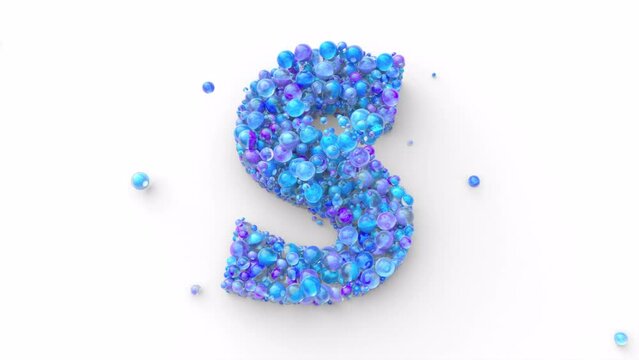 Latin Alphabet - Colorfull Balls Form a Letter in 4k Video Made for Learning Alphabet, Characters and Letter Forms in a Fun Way