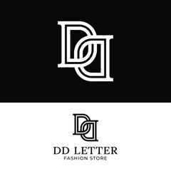 Letter Monogram D DD in Simple Modern Interlock Style for General Fashion Clothing Store Apparel Finance Sports Fitness Logo Design Template