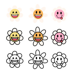Retro Flower Smiley Face Sets