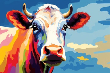 Generative AI.
wpap style abstract background, cow