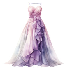 a bridesmaids dress in watercolor style isolated on a transparent background, generative ai