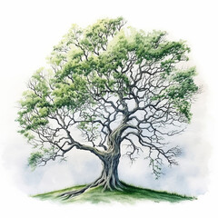 Obraz premium Gorgeous Watercolor Tree, Landscape, and Nature Artwork - Generative AI
