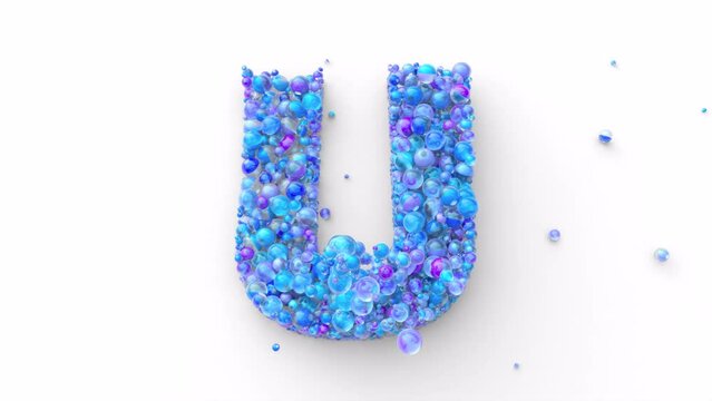 Latin Alphabet - Colorful Balls Form a Letter in 4k Video Made for Learning Alphabet, Characters and Letter Forms in a Fun Way