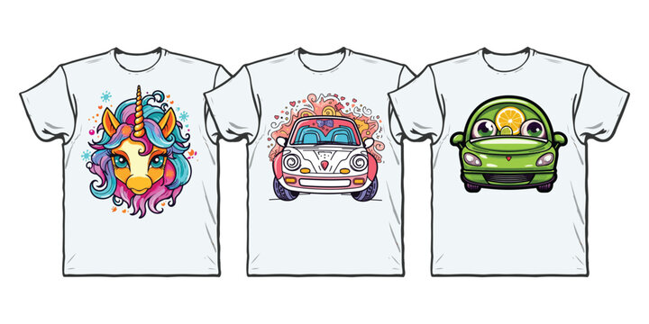 Cute kawaii car cartoon character bundle t-shirt design