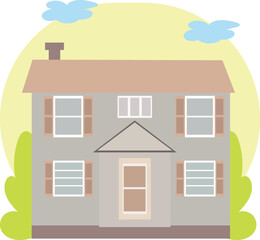 Urban or suburban neighborhood house. Stock vector illustrator.