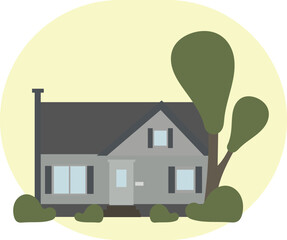 Urban or suburban neighborhood house. Stock vector illustrator.