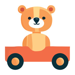Cute vector of a cartoon animal toy driving a car