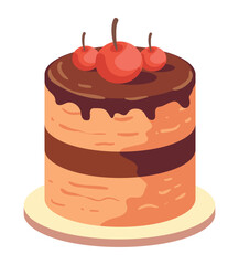 Gourmet dessert chocolate cream cake with strawberry