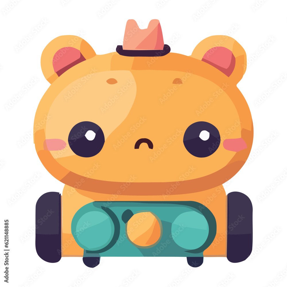 Sticker cute cartoon animals, flat design, isolated