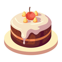 Gourmet dessert cake with fresh fruit cream