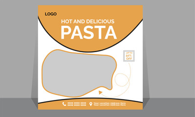This is a pasta food menu banner social media post. Fully editable social media templates for promotions on the Food menu. Set of social media story and post frames. Layout design for online marketin