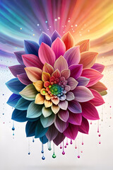 A colorful flower with multicolor powder explode