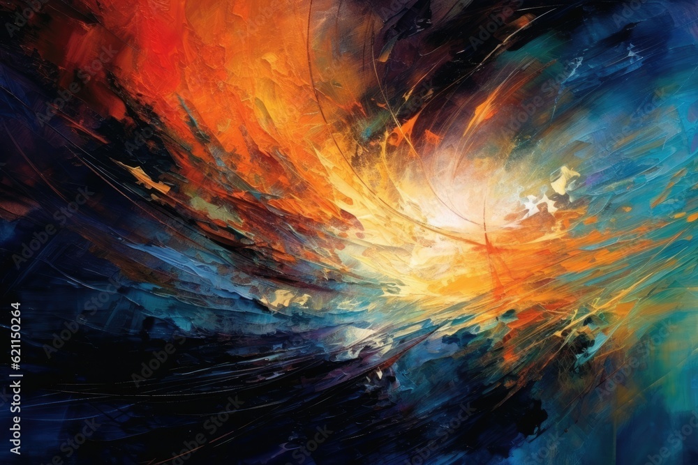 Poster abstract art of dance of light theme that out of formless darkness in the style of simple yet intric