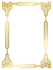 Art Deco gold frame vintage frame line geometric wedding label card frame png transparent background