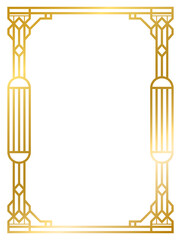 Art Deco gold frame vintage frame line geometric wedding label card frame png transparent background