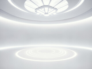 Obraz premium empty white big open industrial hall 3d render illustration