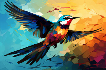 Generative AI.
wpap style abstract background, flying bird