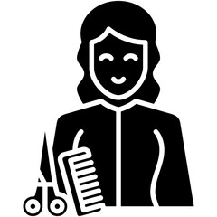 Hairstylist Icon. Women Spa Beautiful Worker Symbol Stock Illustration. Vector Solid Icons For UI Web Design And Presentation