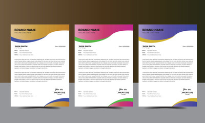 Creative  Business Letterhead Design Template. 
Three Colour Business Letterhead Design Template. 