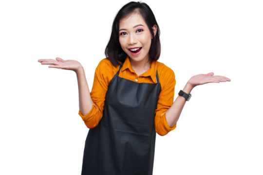 Asian Woman Poses Presenting