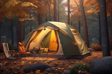 jungle camping tent rendering minimal background