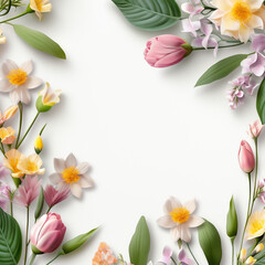 Enchanting Blossoms: Vibrant and Delicate Flowers Adorn a Serene White Canvas
