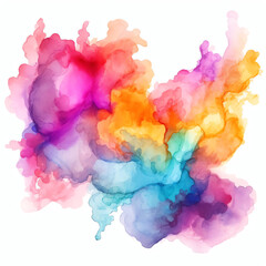 Vibrant Watercolor: Colorful Fluid Art on White